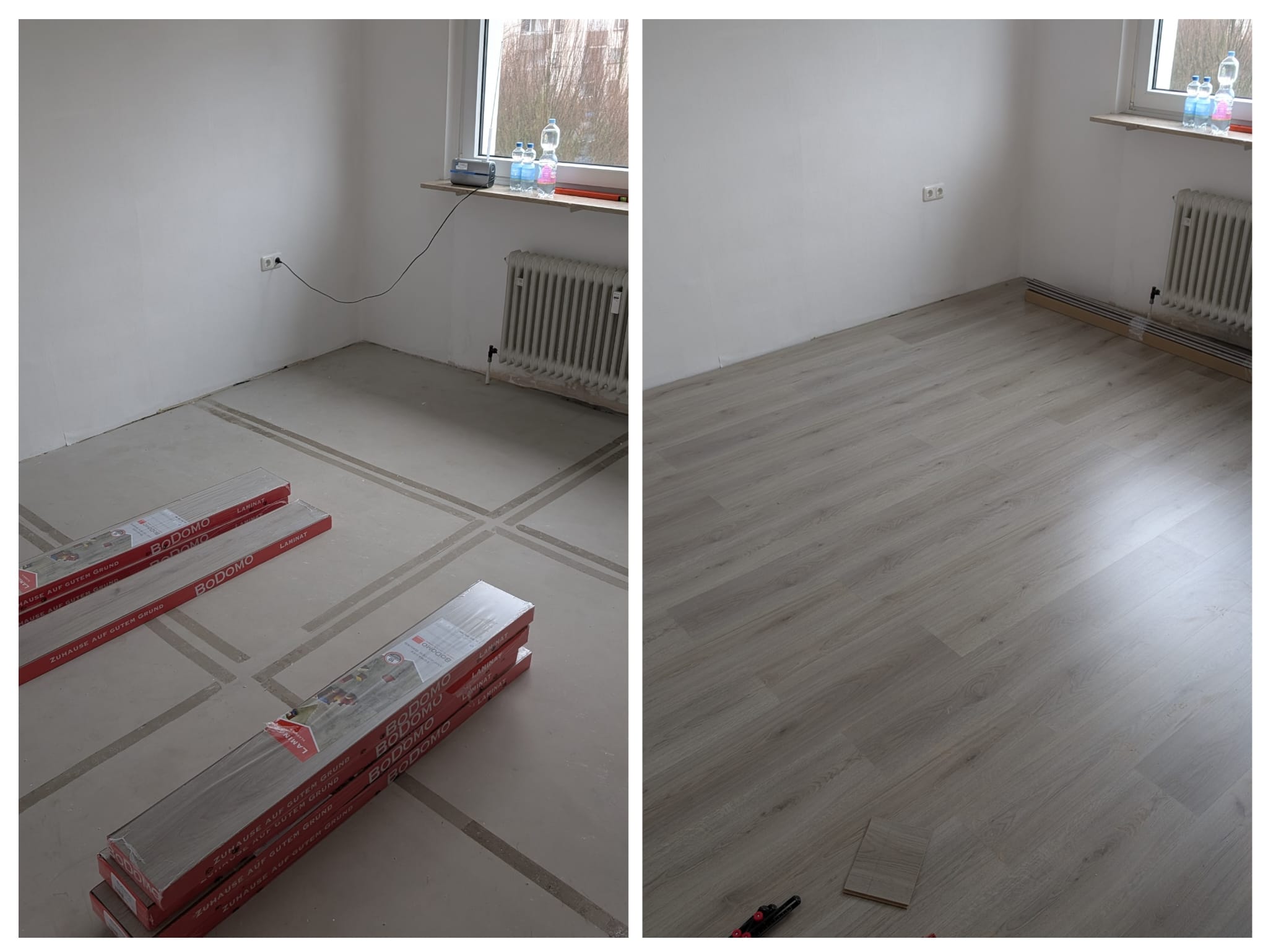Laminatverlegung durch Haus und Herz